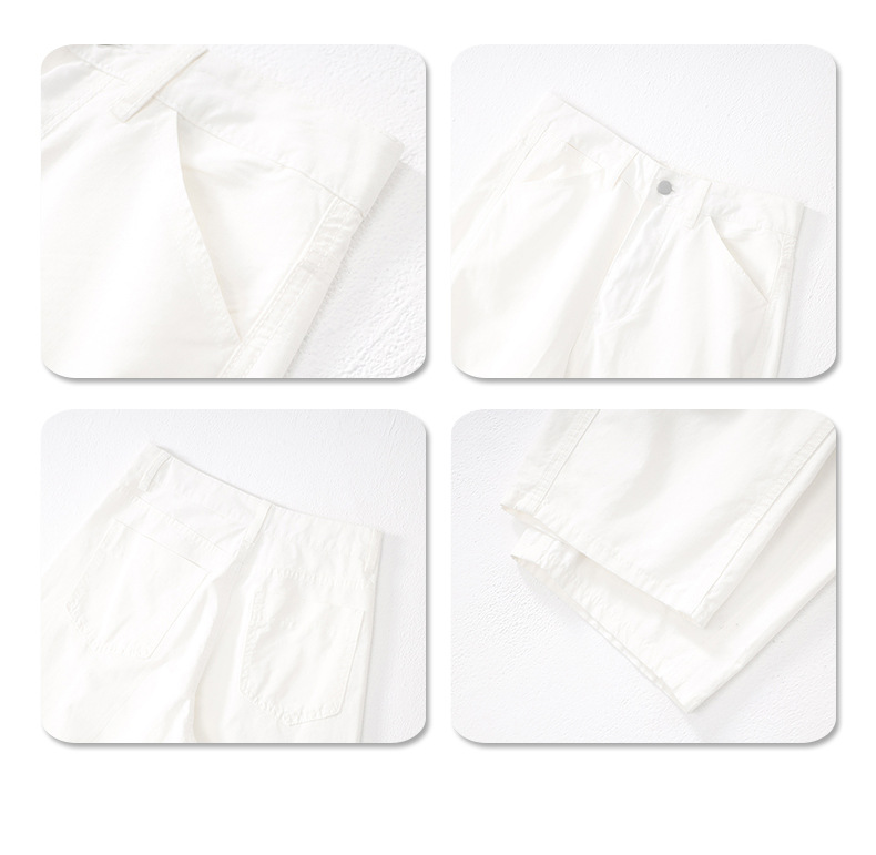 Women's White Pants Loose Slimming Drape High Waist Wide Leg Trousers