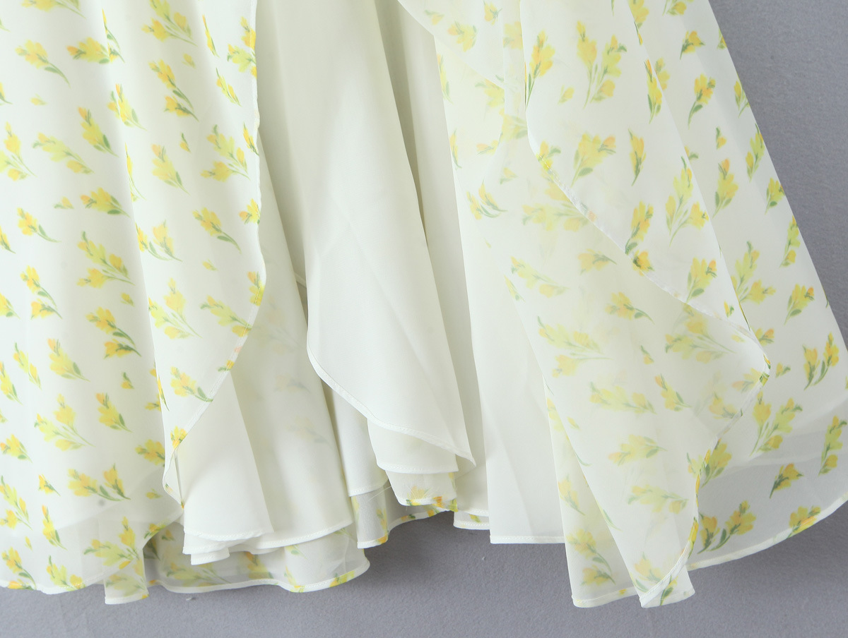 Sleeveless Breezy Crisscross Strap Blossom Print Asymmetric Dress