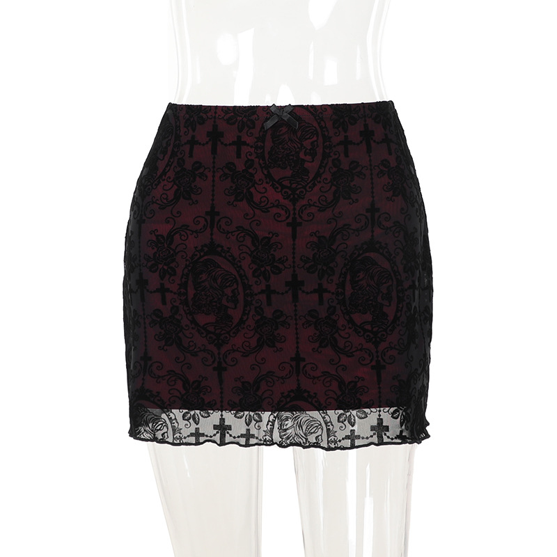 Private Celebrity Fitted Layered Above-Knee Polyester Print Skirt