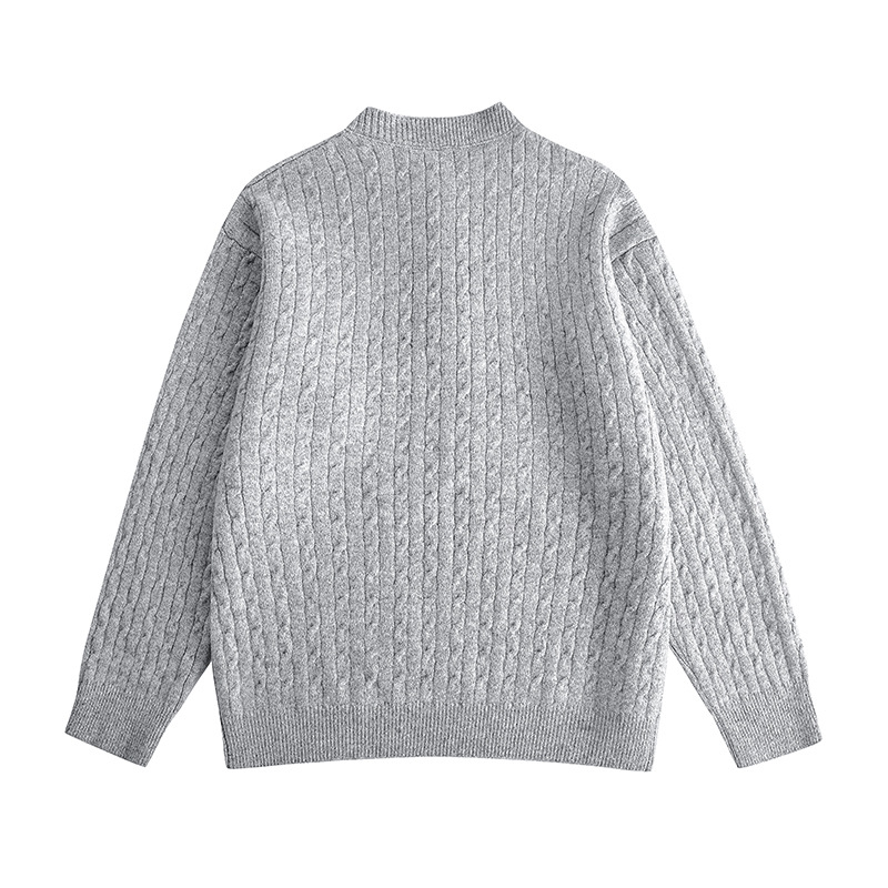 Oversized Aran Placket Sweater