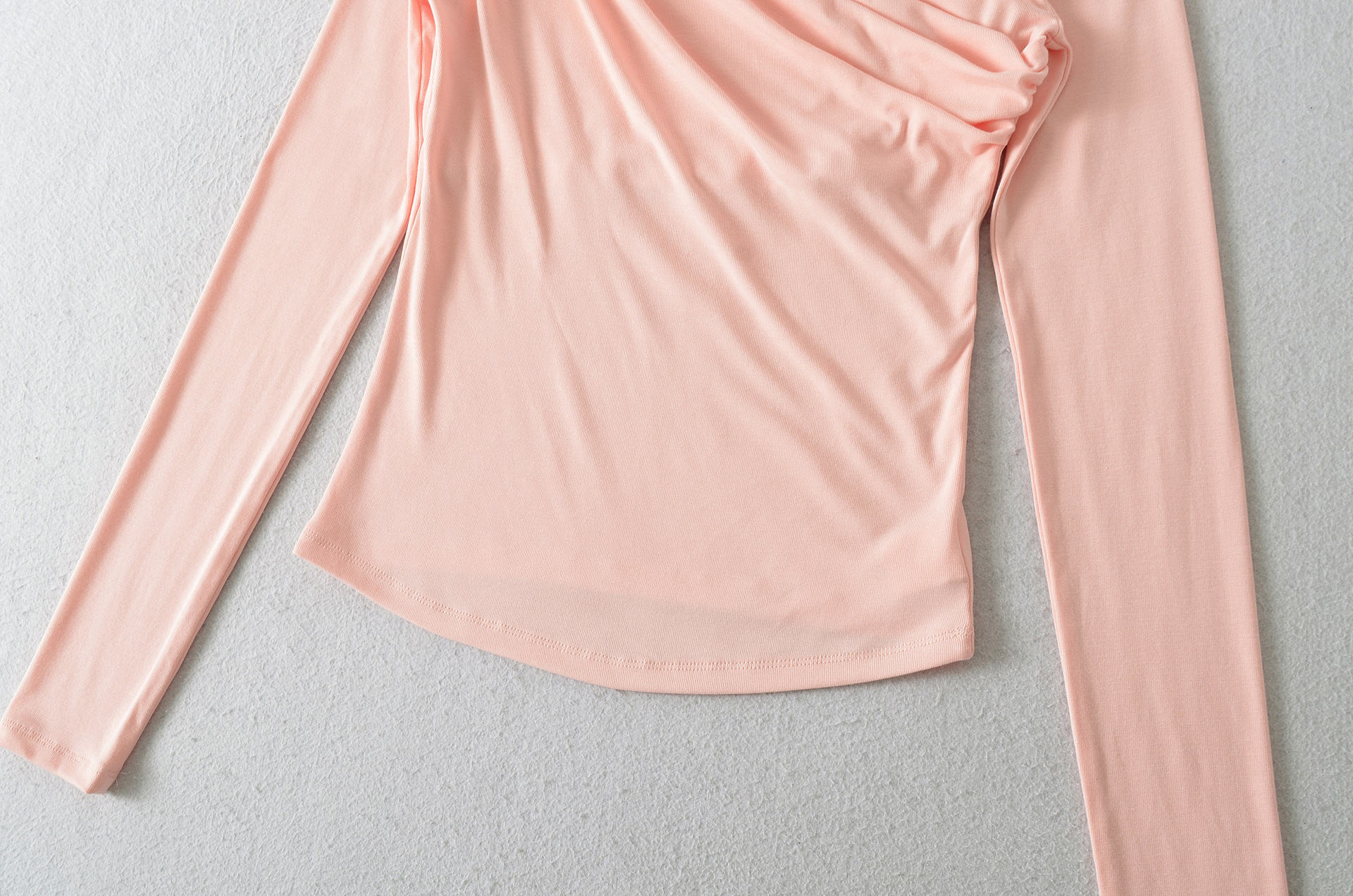Asymmetric Neck Shirred Full Sleeve T-Shirt