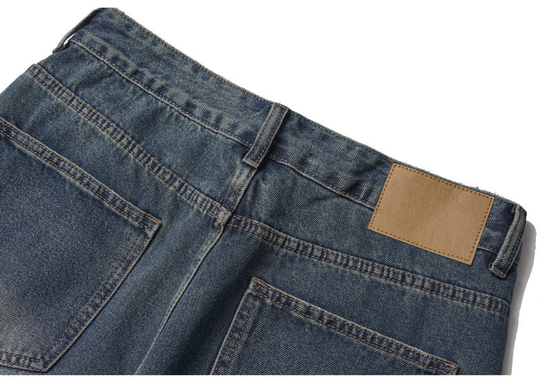 Heavy Washed Panelled Patchwork Loose Wide Leg Knife Cut Denim Pants