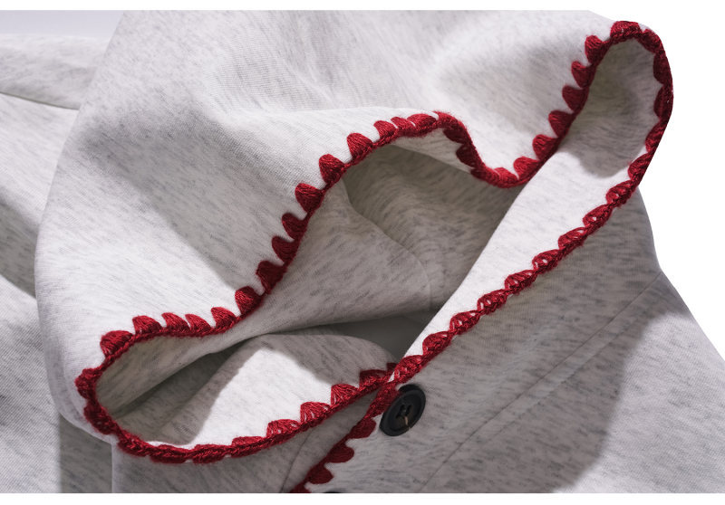 His & Hers Contrast Panel Scallop Stitch Cotton Hoodie