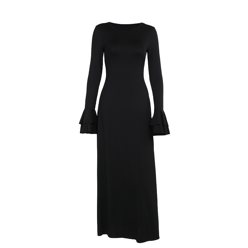 High Waist Polyester Pencil Midi Skirt Scalloped Hem