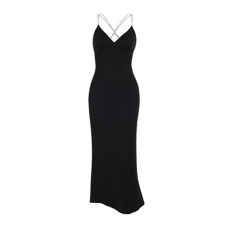 Plunging Neck Open Back Maxi Skirt