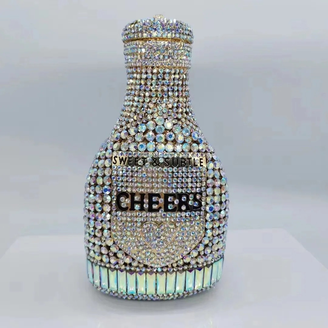 Women Bottle Crystal Evening Bag Lady Diamond Wedding Bridal Purses Female Rhinestone Party Prom Clutches Bags