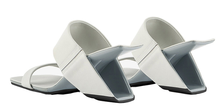 Summer shaped heel ladies square toe slippers