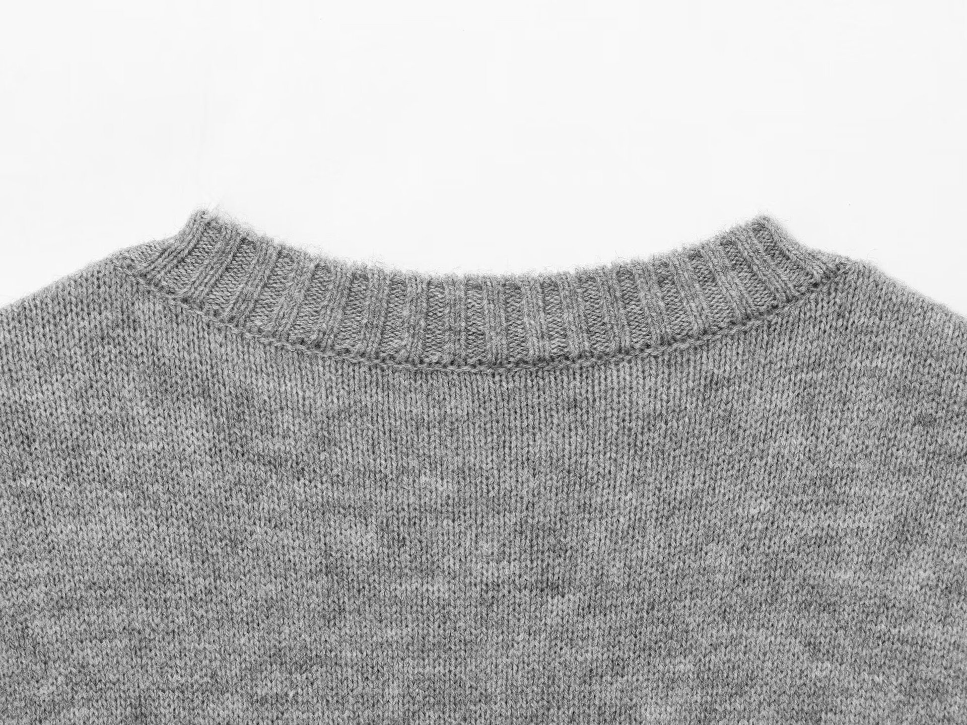 Charcoal Polyester Three-Quarter Crew Sweater