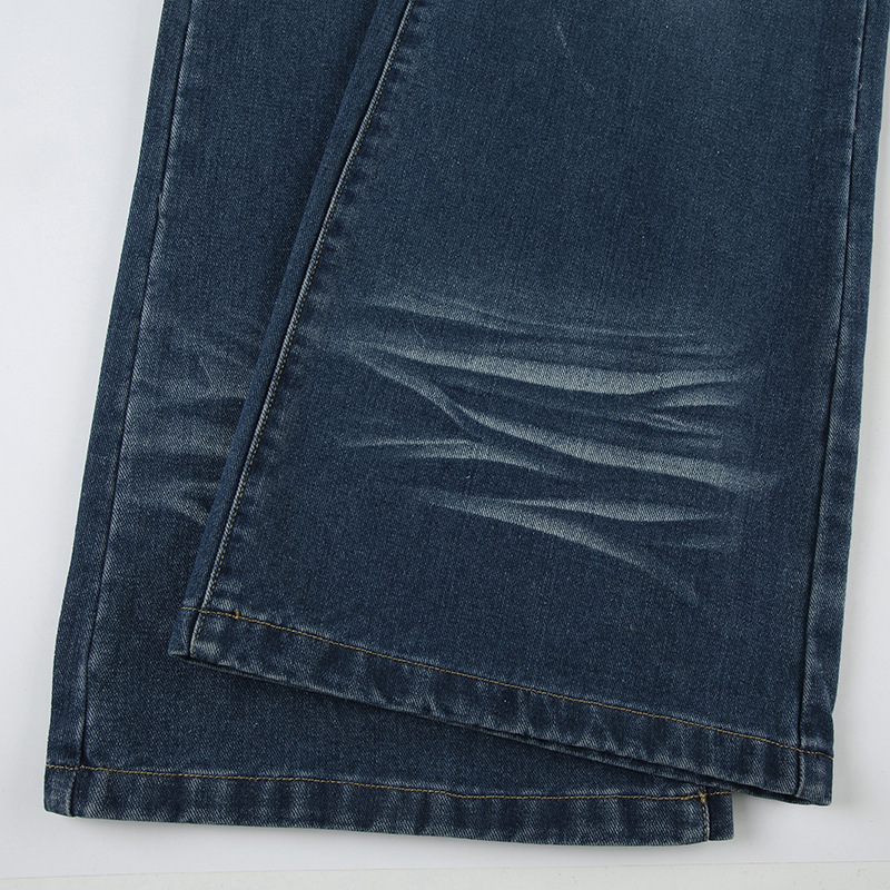Vintage pleated washed denim jeans with loose fit and low waisted design for the street