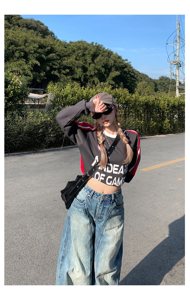 Women's Loose Wide Leg Pants Unique Design Scythe Pants High Waist Jeans