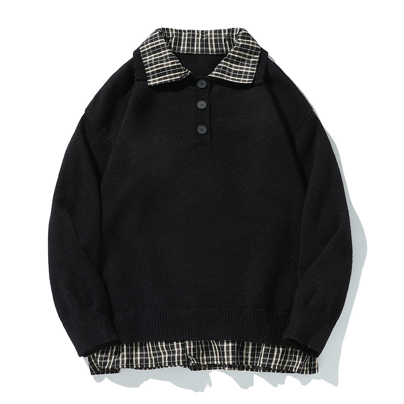 Men's Two-Tone Button-Neck Sweater