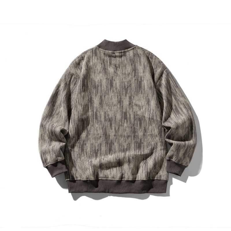 Mens Oversized Ombre Paneled Stand Collar Sweatshirt