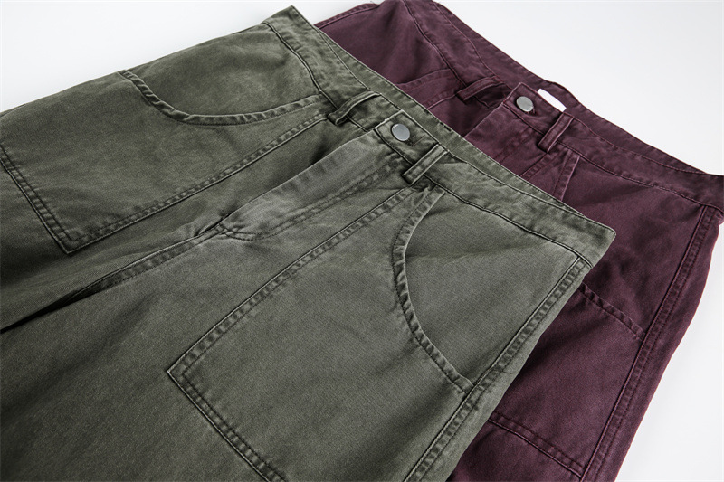 Multi-Pocket Cargo Pants Loose Wide-Leg Casual Trousers