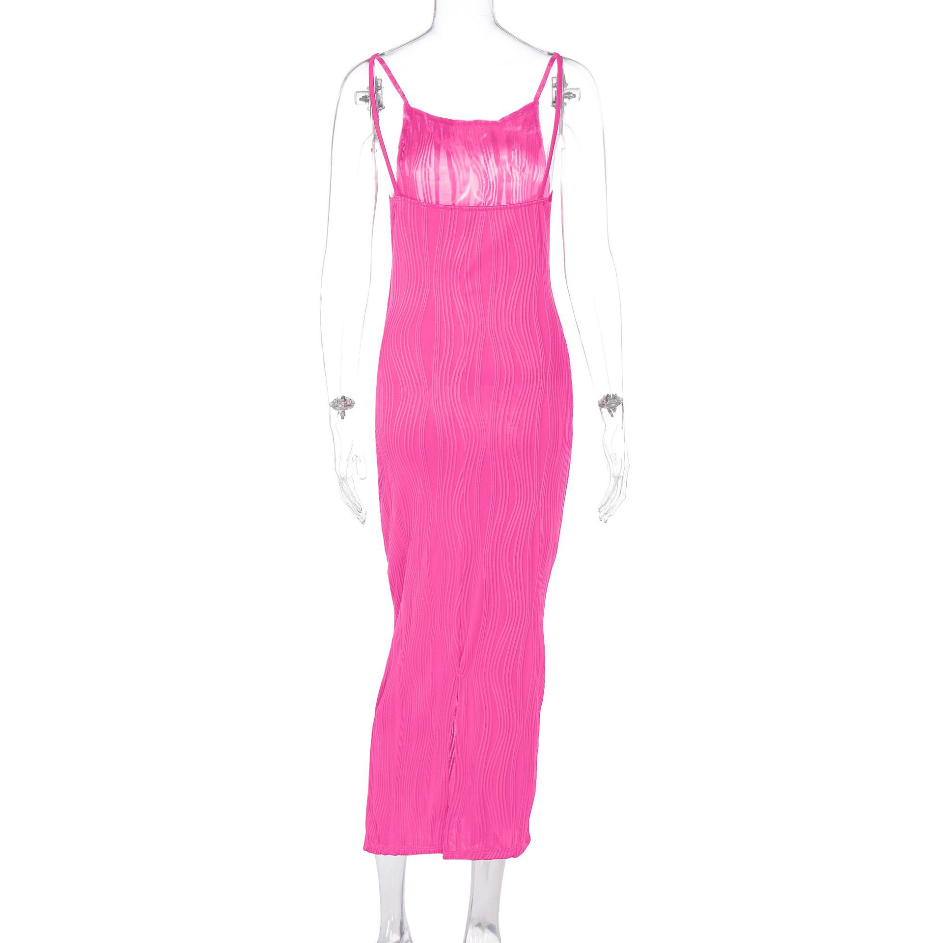 Open Back Sleeveless Collarless Polyester Mid Waist Dress