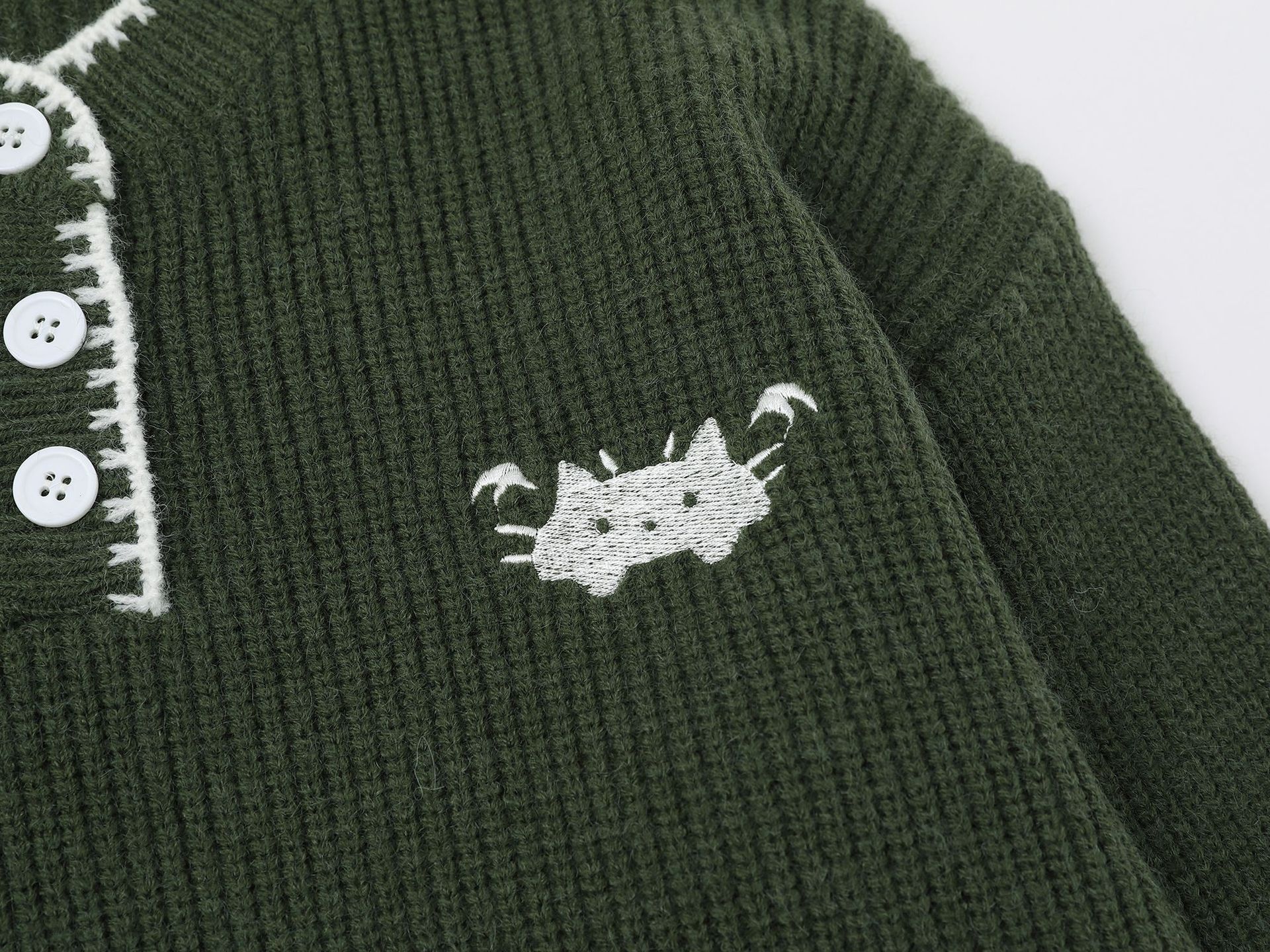 Henley Neck Sweater Unisex Autumn Vintage Chic Loose Versatile Couple Knitwear