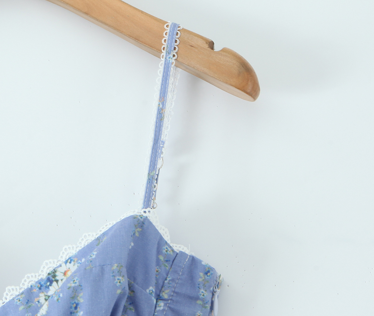 Women's Clothing Vintage Blue Small Chrysanthemum Mid-length Dress