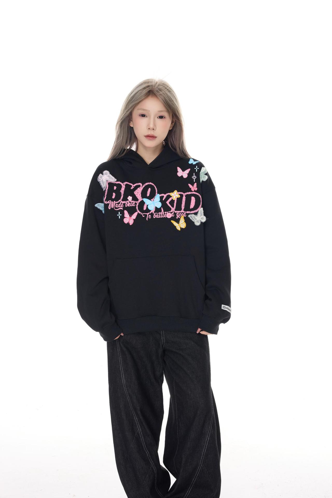 Vibrant Embossed Wing Print Hoodie
