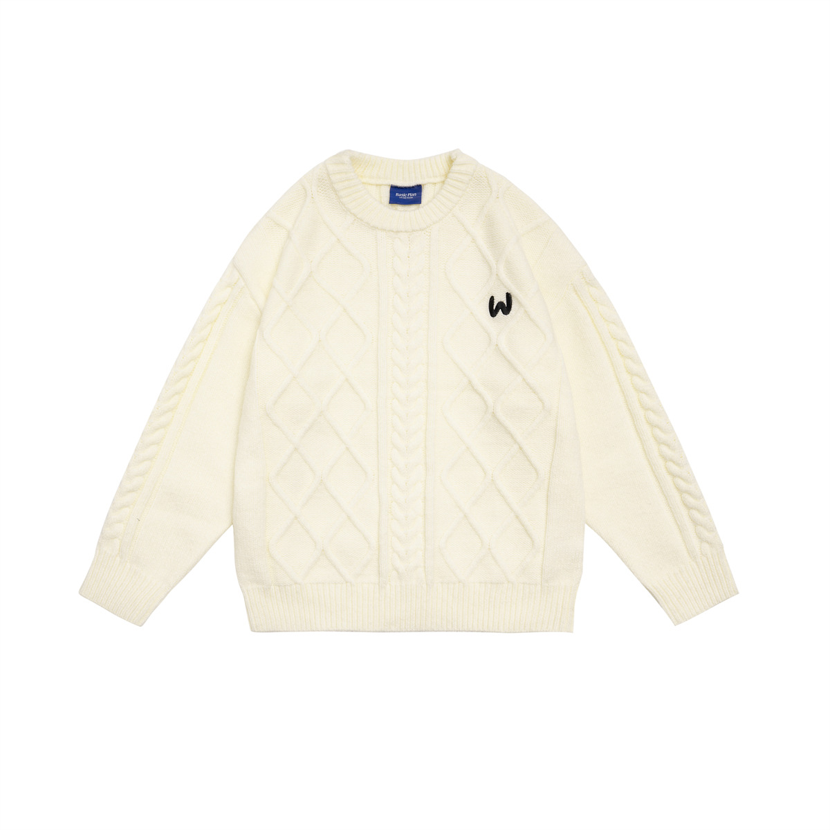 Japanese Geometric Stitch Colorblock Workwear Sweater