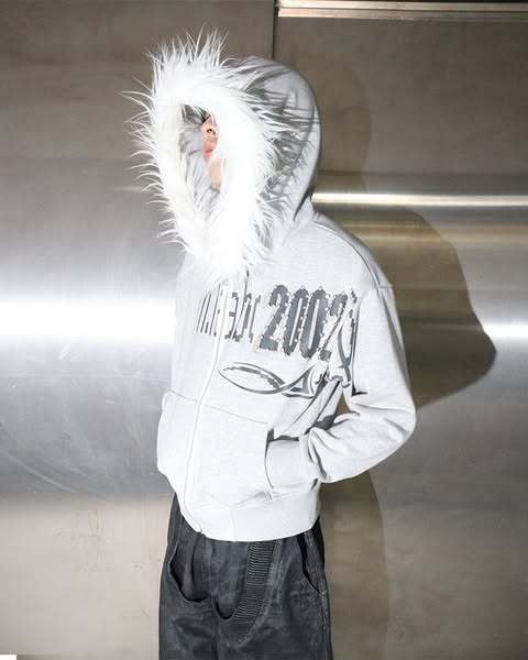 Vintage Oversized Furry Trim Hoodie