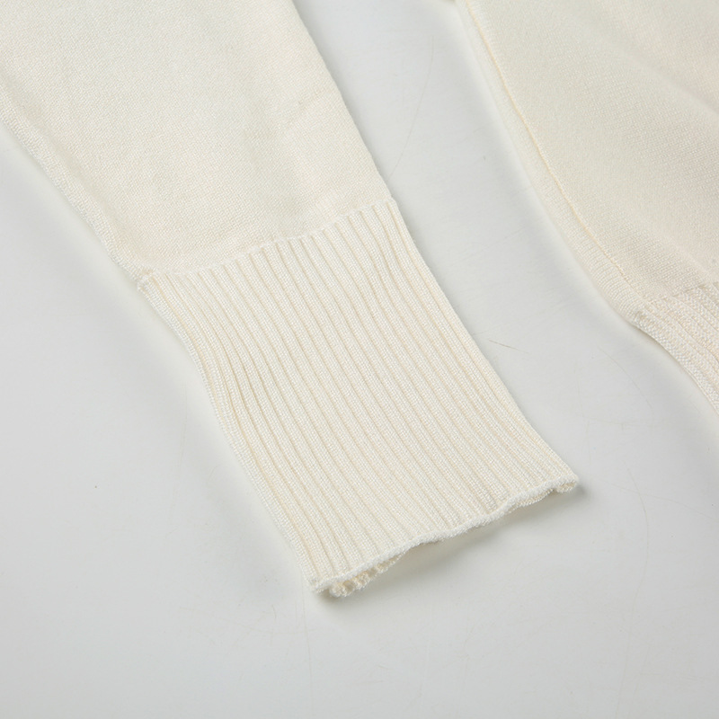 Asymmetric Neckline Fitted Solid Long Sleeve Sweater Top