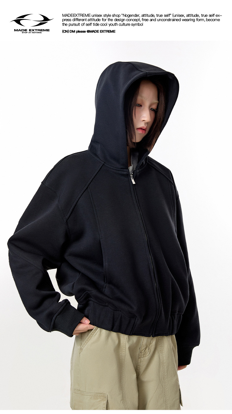 Loose Fit Cotton Blend Long Sleeve Hoodie