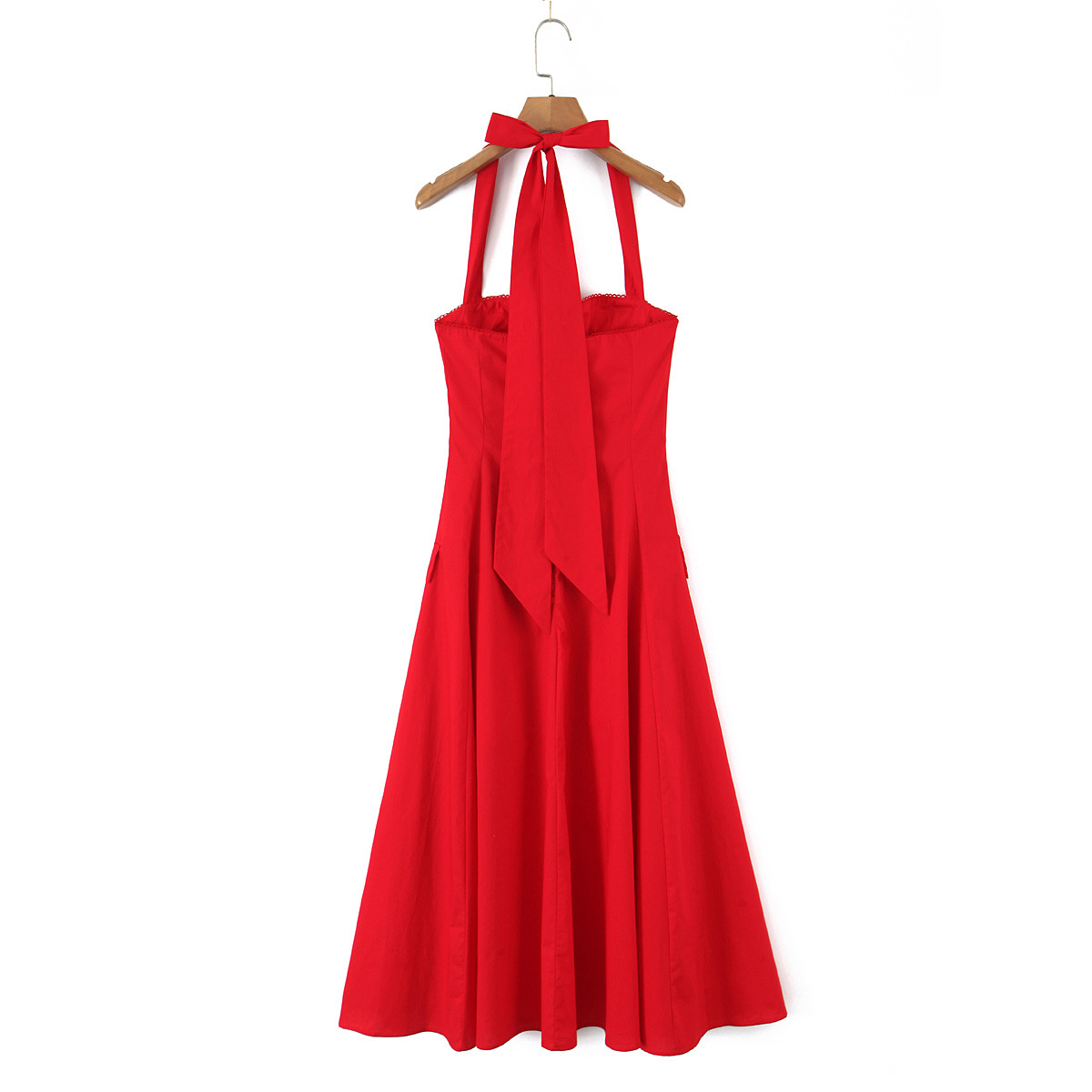 Halter Sleeveless Cotton A-line Maxi Skirt
