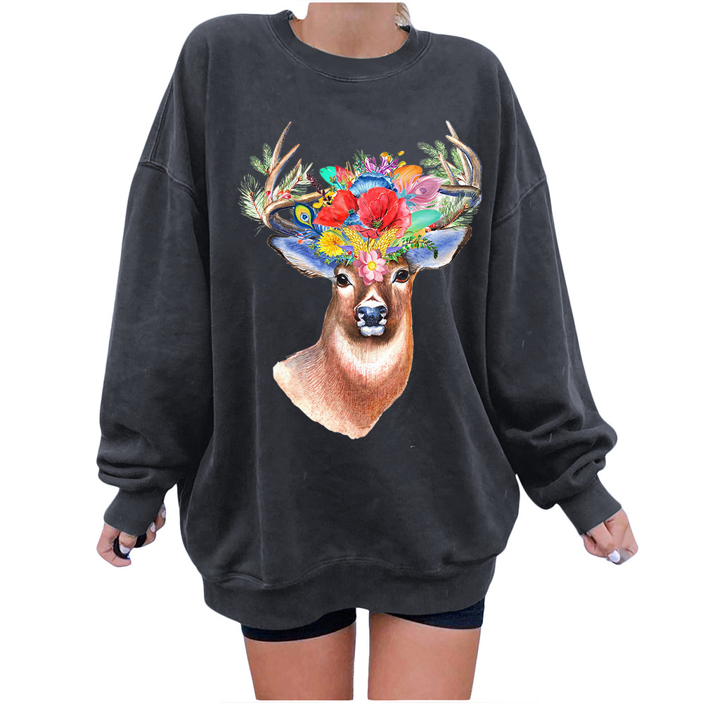 Women's Japanese Korean Oversized 3D Fawn Print Hoodie