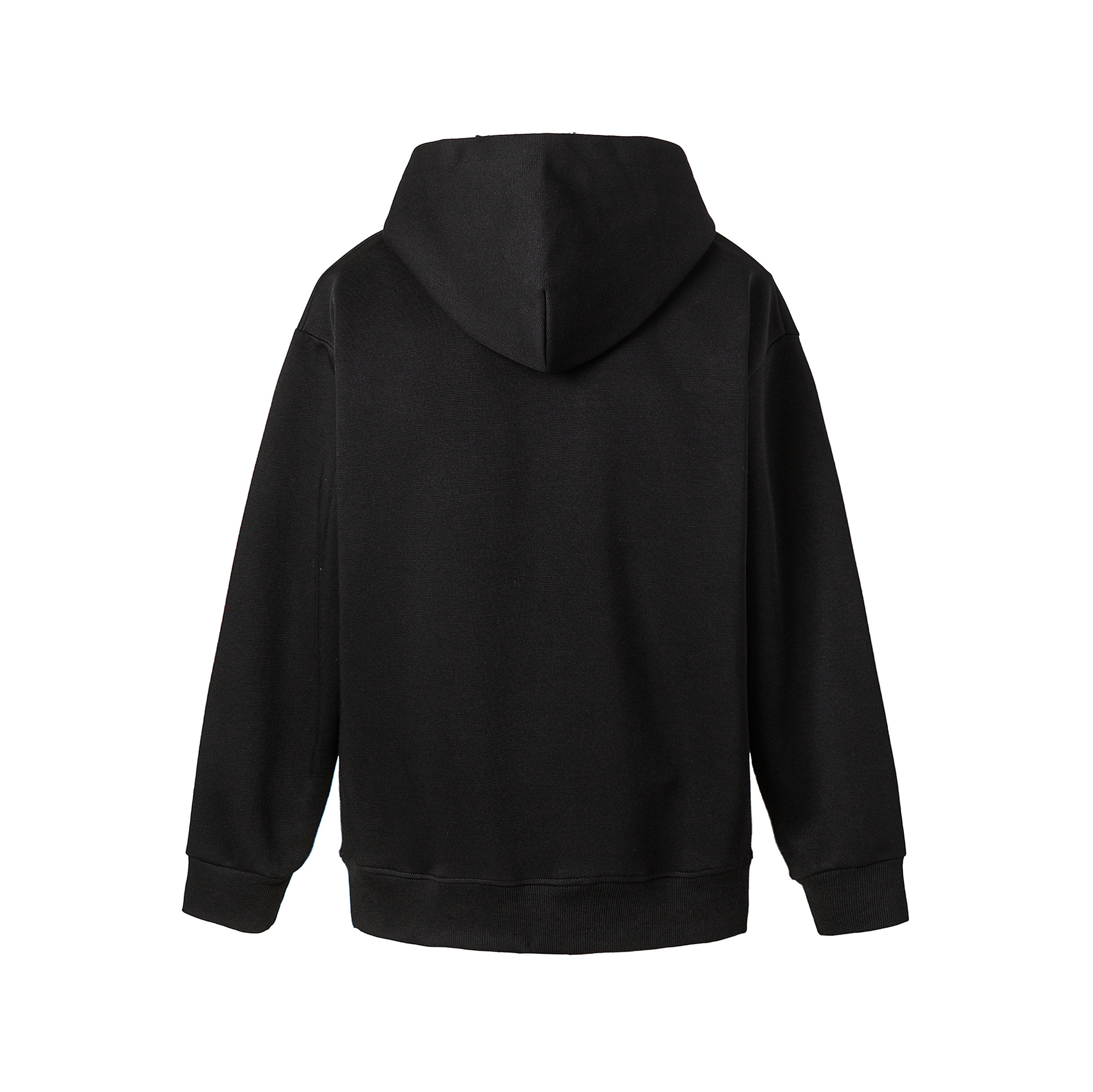 Oversized Single-Tone Sectioned Hood Zipper Sweatshirt