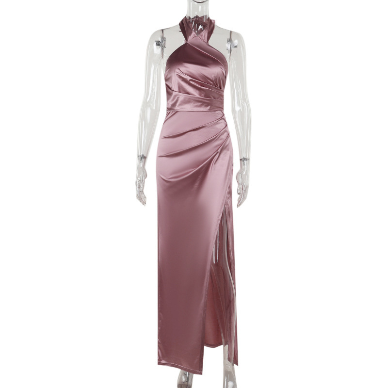 Halter Bodycon High-Waist Split Dress