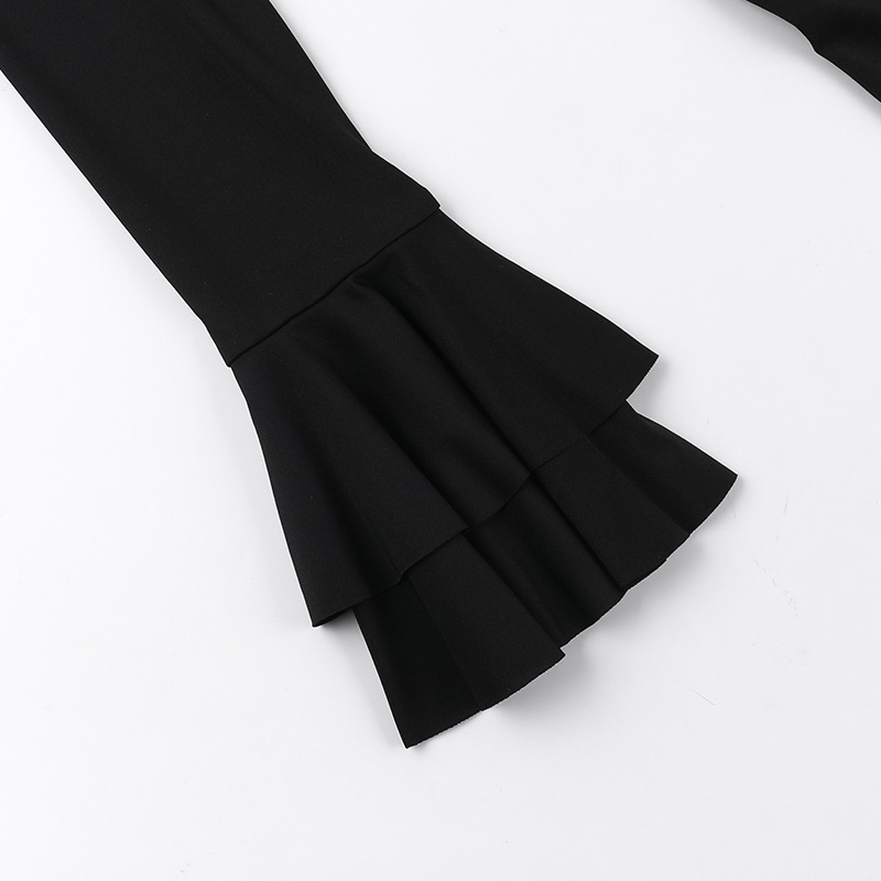 High Waist Polyester Pencil Midi Skirt Scalloped Hem