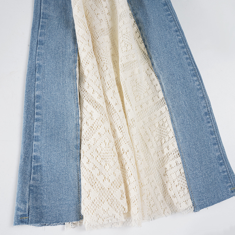French versatile lace patchwork retro flared pants