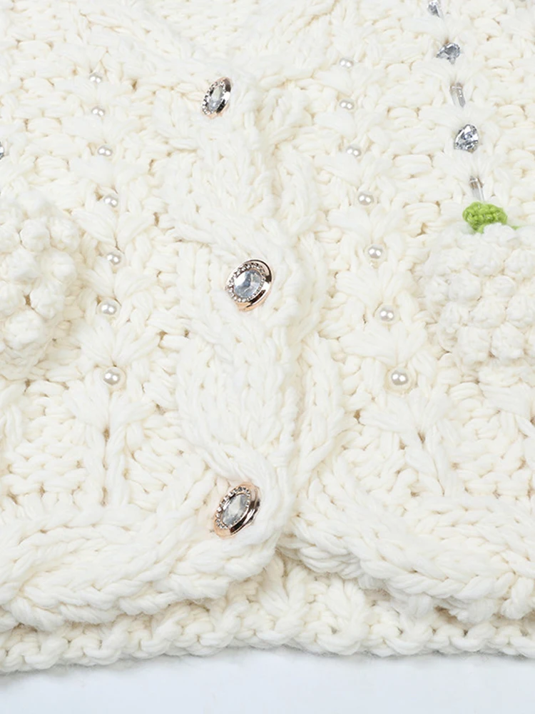 Contrast Panel Beaded Viscose Cardigan