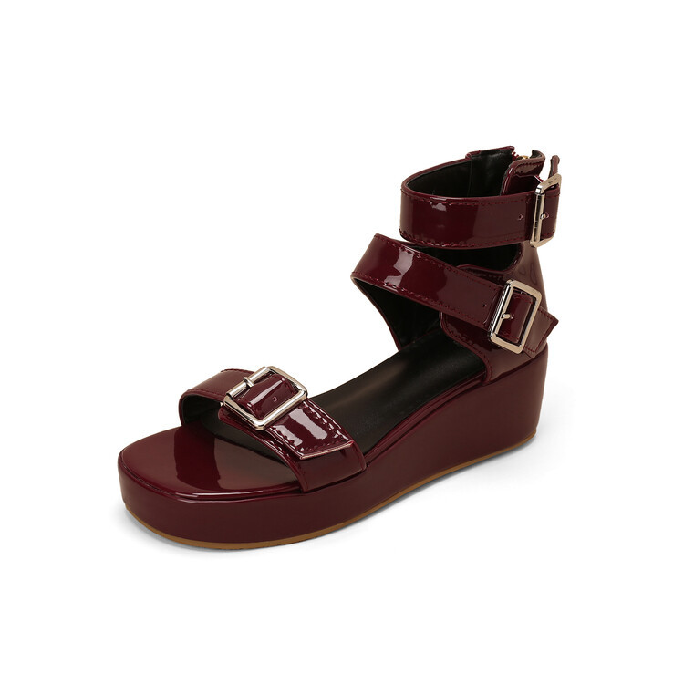 Belt buckle high top sandals, water platform thick sole oversized women's shoes