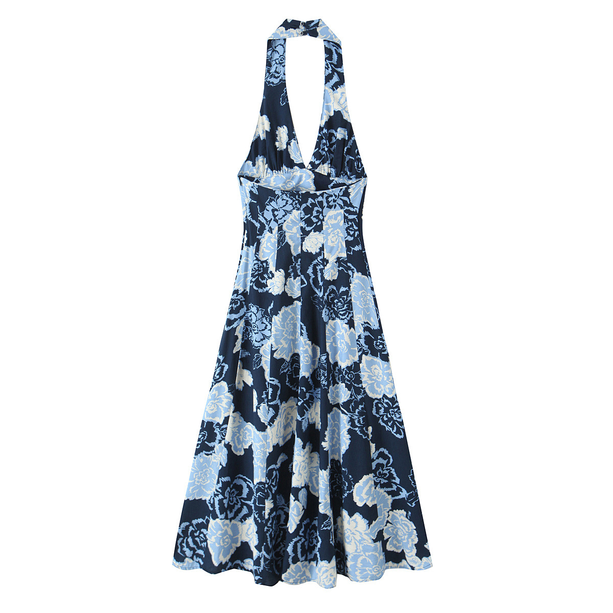 Women's Clothing Printed Halter Neck Midi Dress