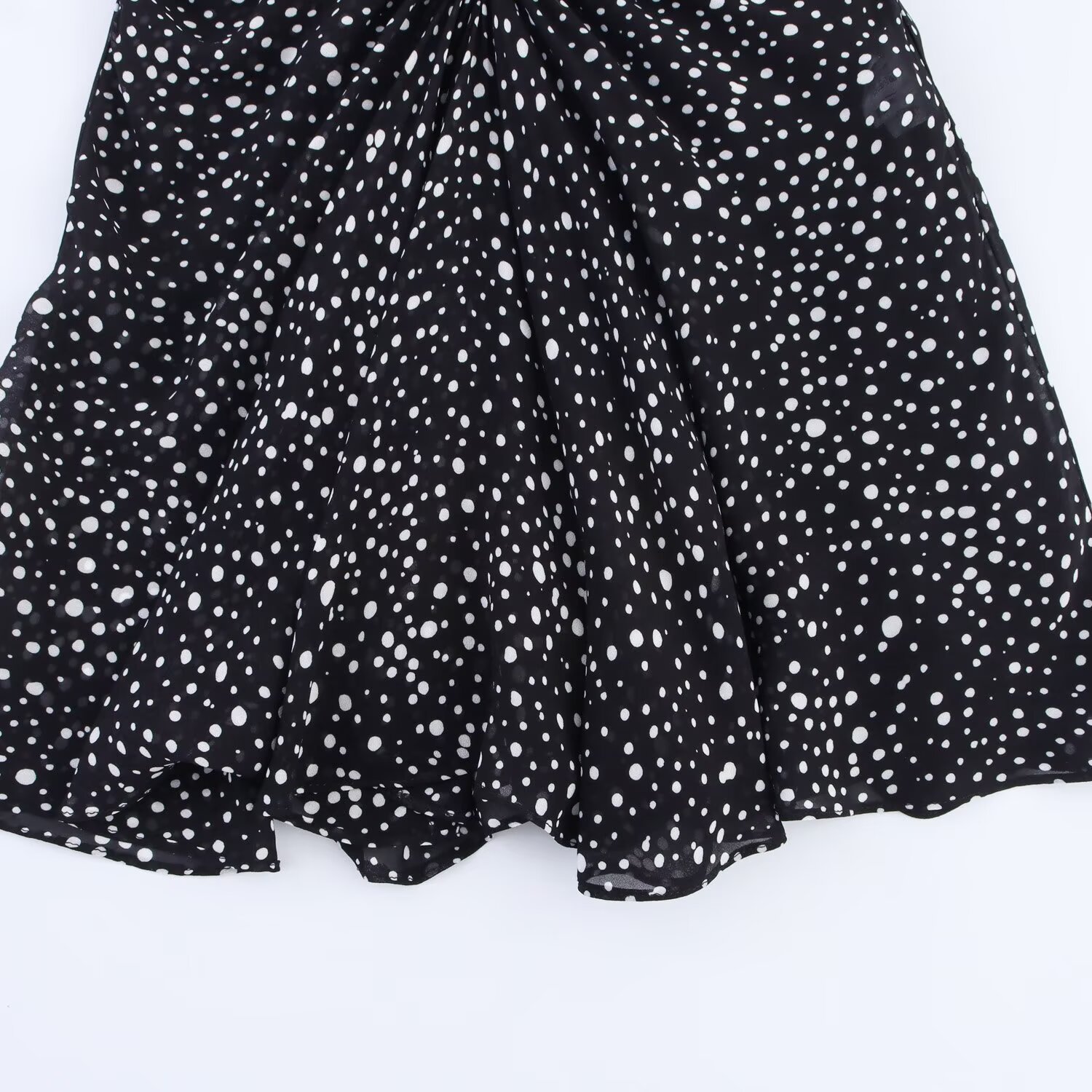 Women's Clothing Trumpet Sleeve Ruffle Polka Dot Short Skirt