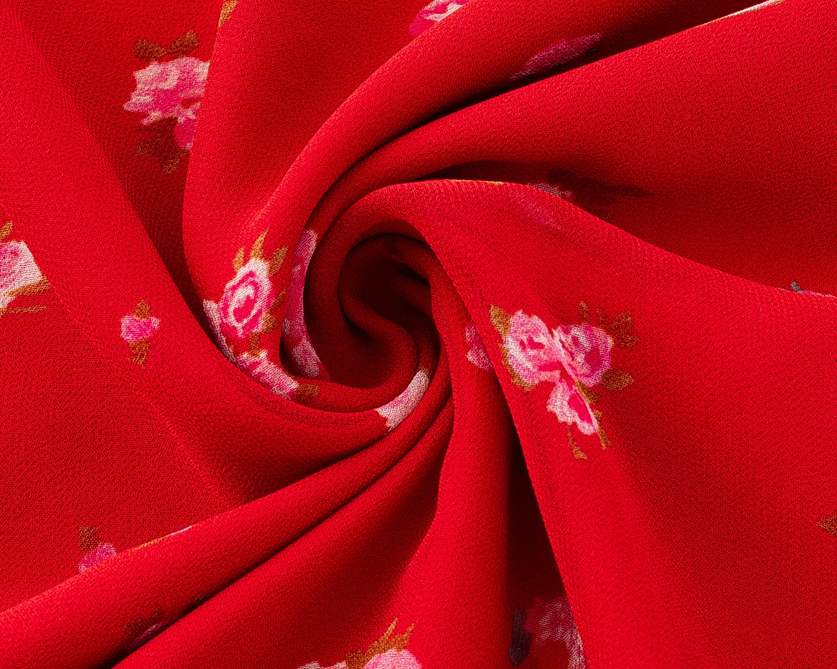 Asymmetric Sleeveless Scarlet Botanical Scalloped Trim Dress