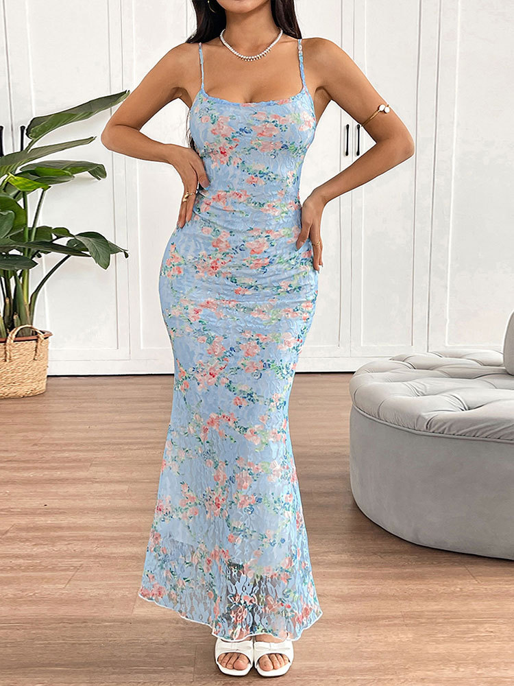 One-Shoulder Sleeveless Fitted Maxi Dress