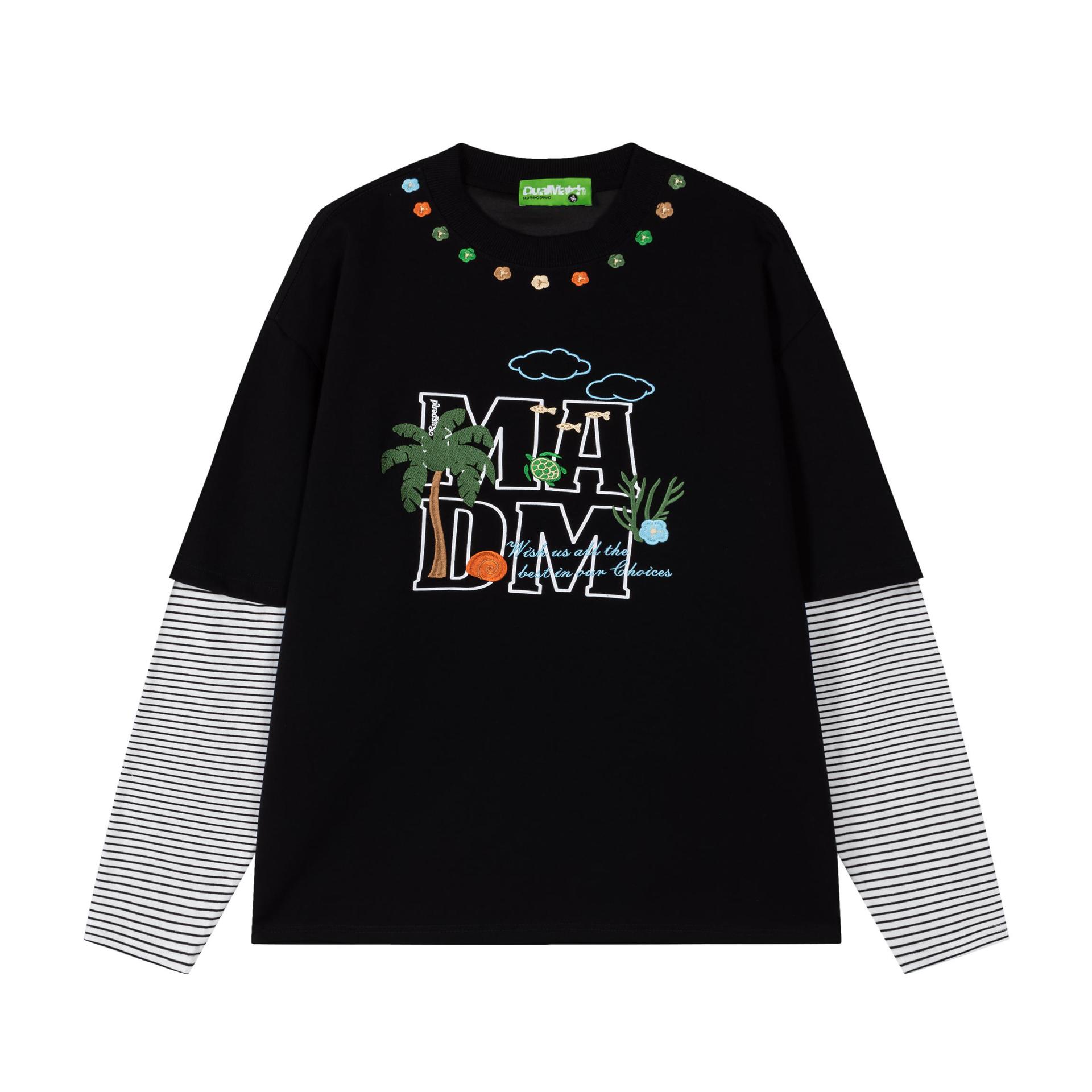 Cotton Jewel Print Mock Layered Sweatshirt