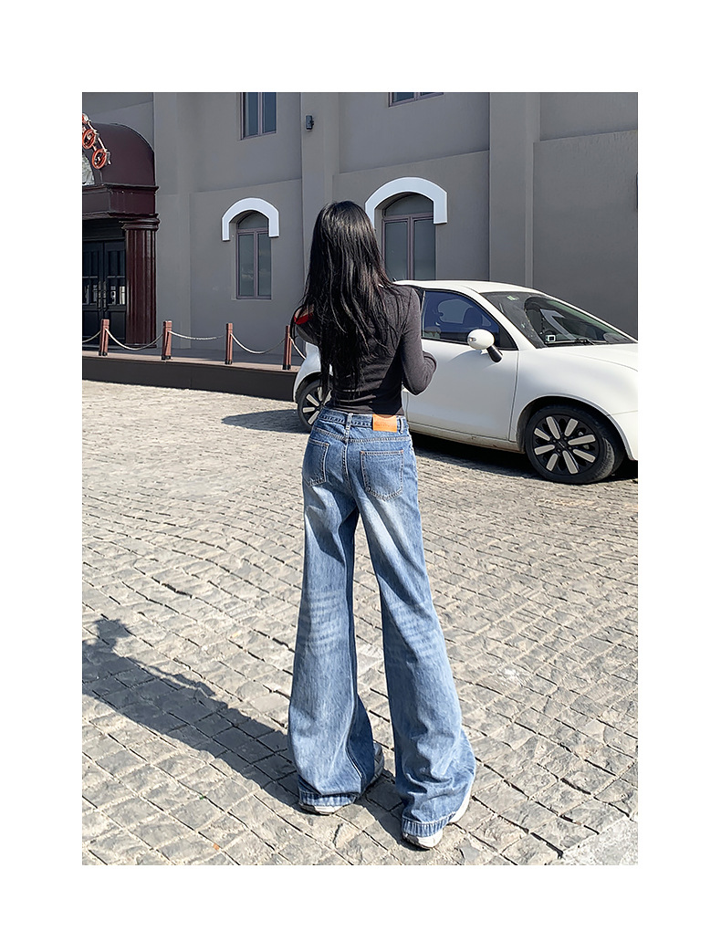 High-Waist Versatile Belted Flared Jeans for Women Office Wear Non-Skinny High-Waist Style Flared Trousers