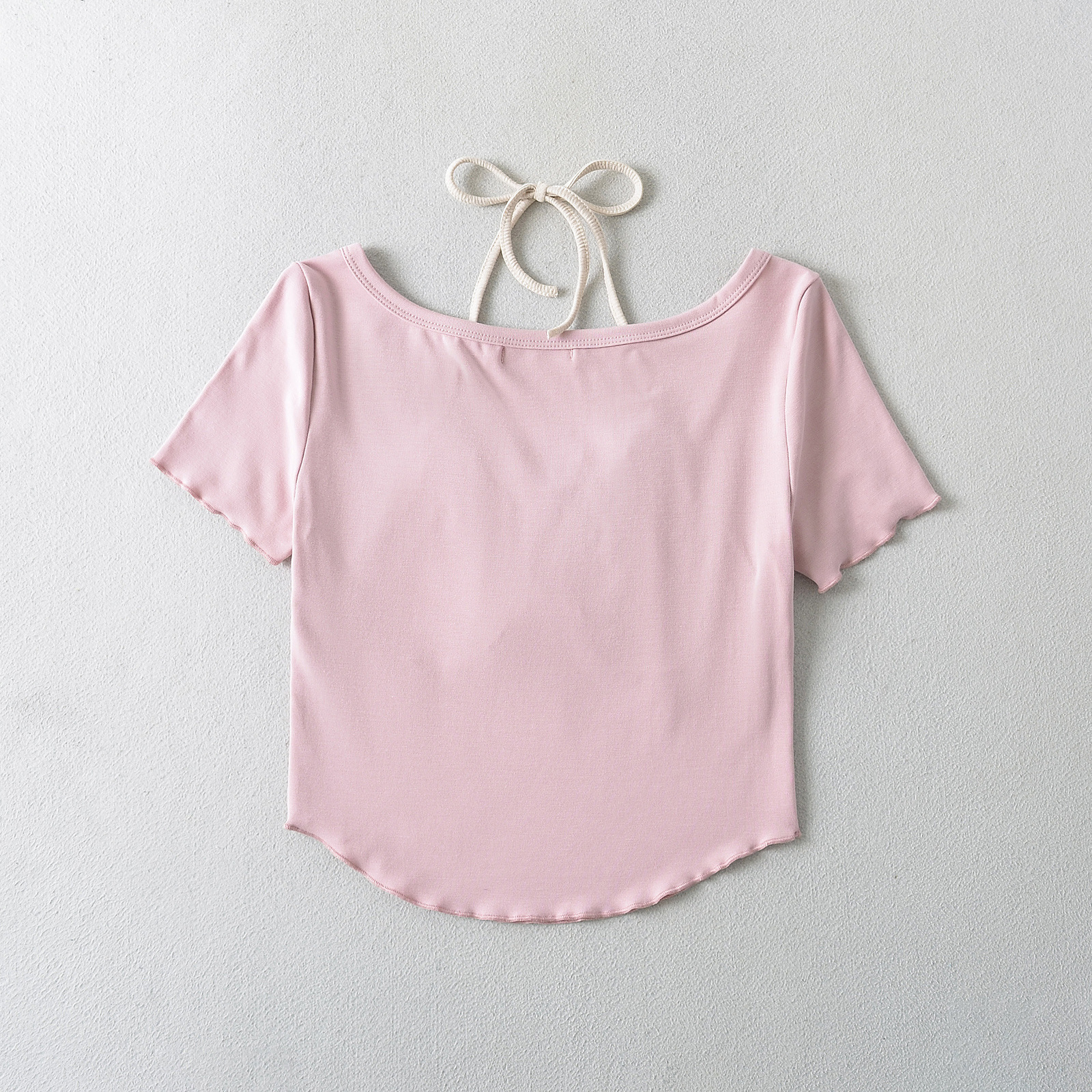 Faux Double Knot Short Sleeve Halter Top