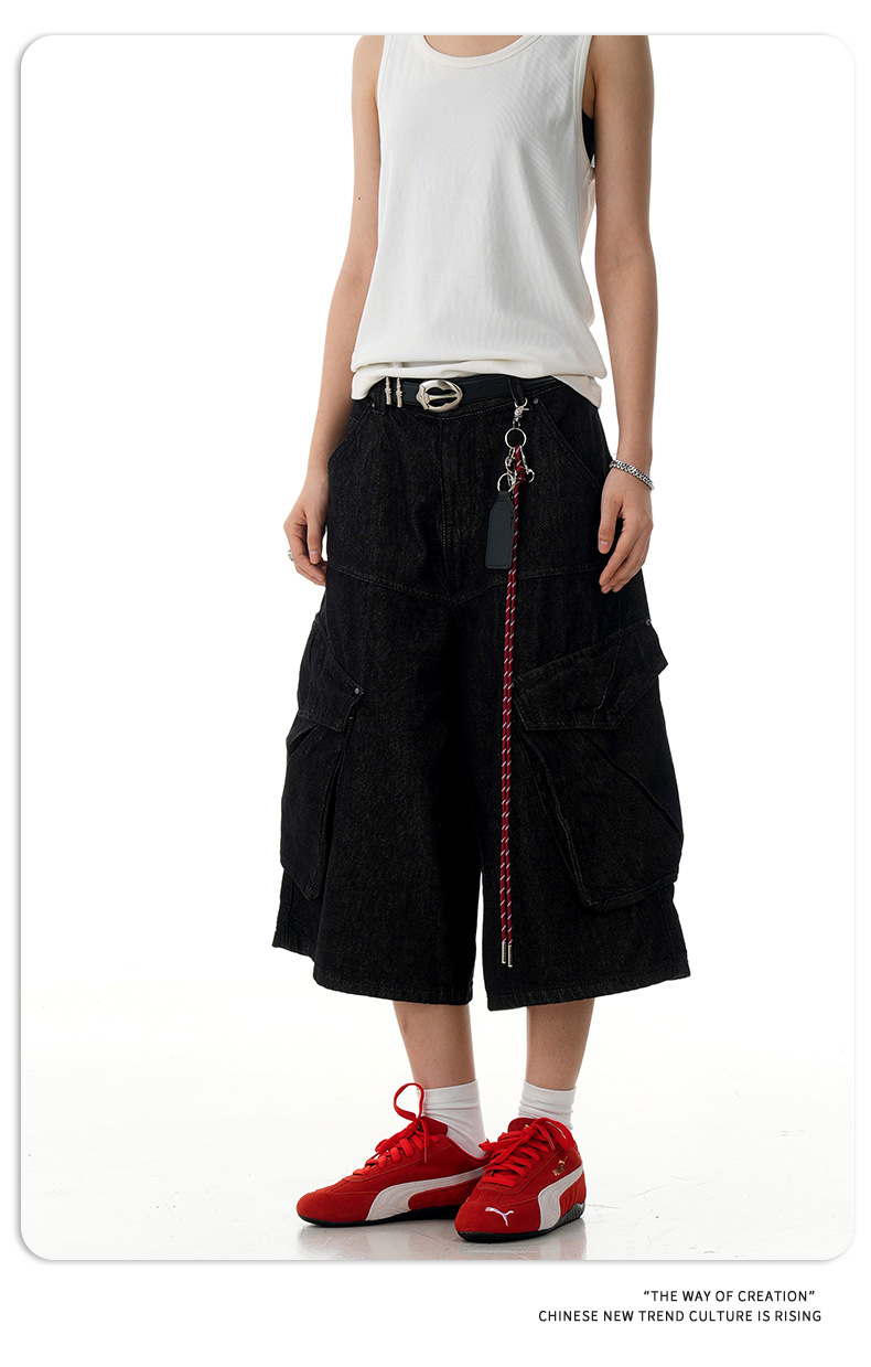Denim Pants for Men and Women Straight Fit Casual with Multiple Pockets Loose Fit