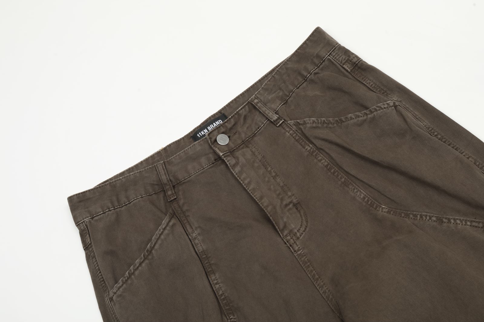 Work Pants Men Khaki Loose Retro Straight Pleated Design Wide Leg Trendy Casual Trousers
