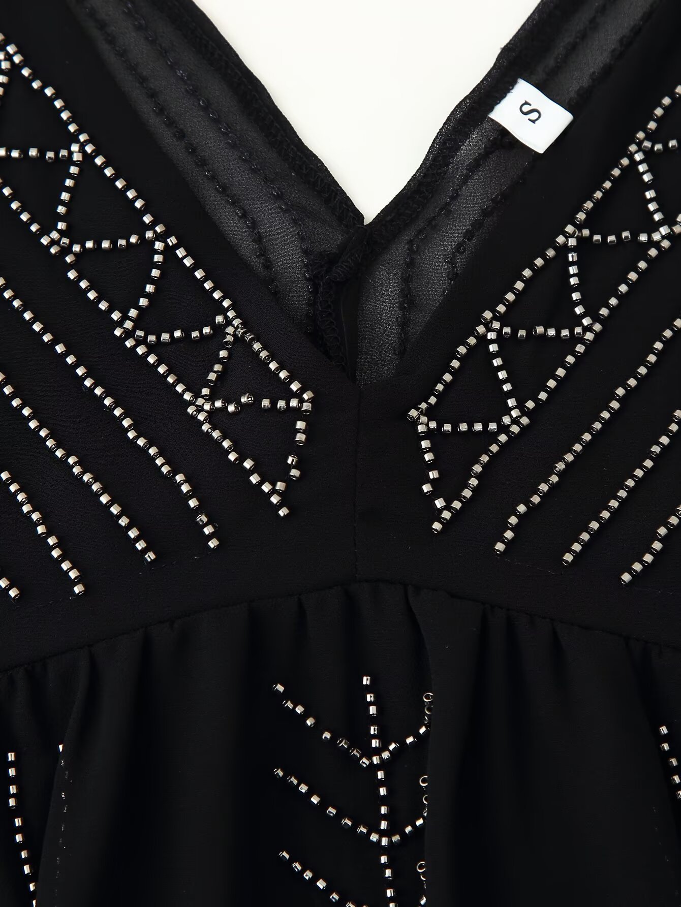 Charcoal Polyester Plunge Front Embellished Vest
