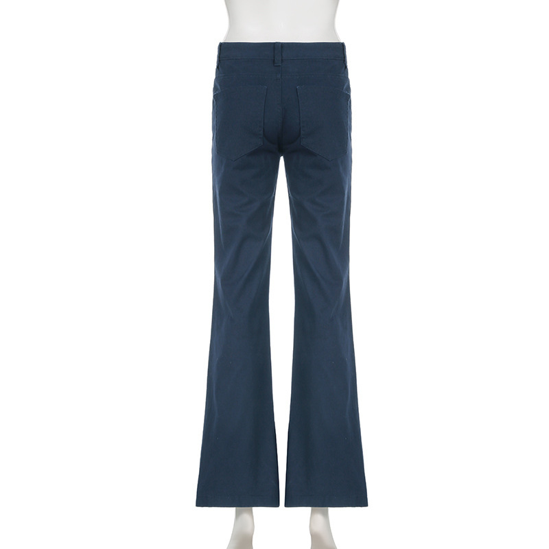Solid color versatile loose fit slimming low waist jeans