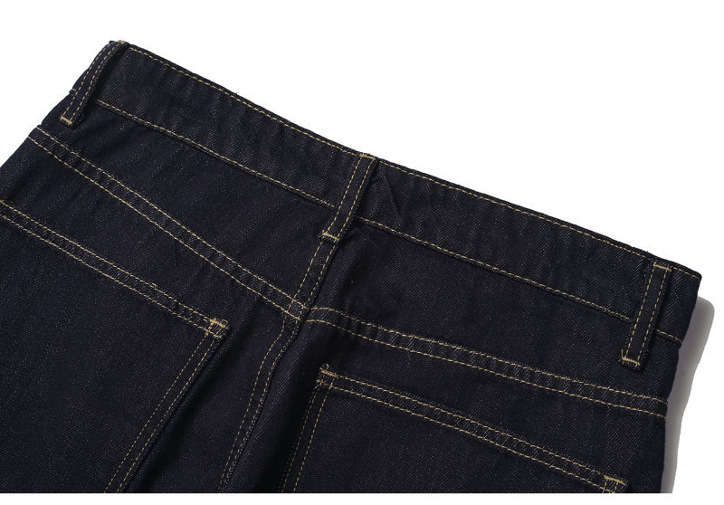 Washed Denim Blue Jeans Loose Straight Leg Slightly Flared Long Pants