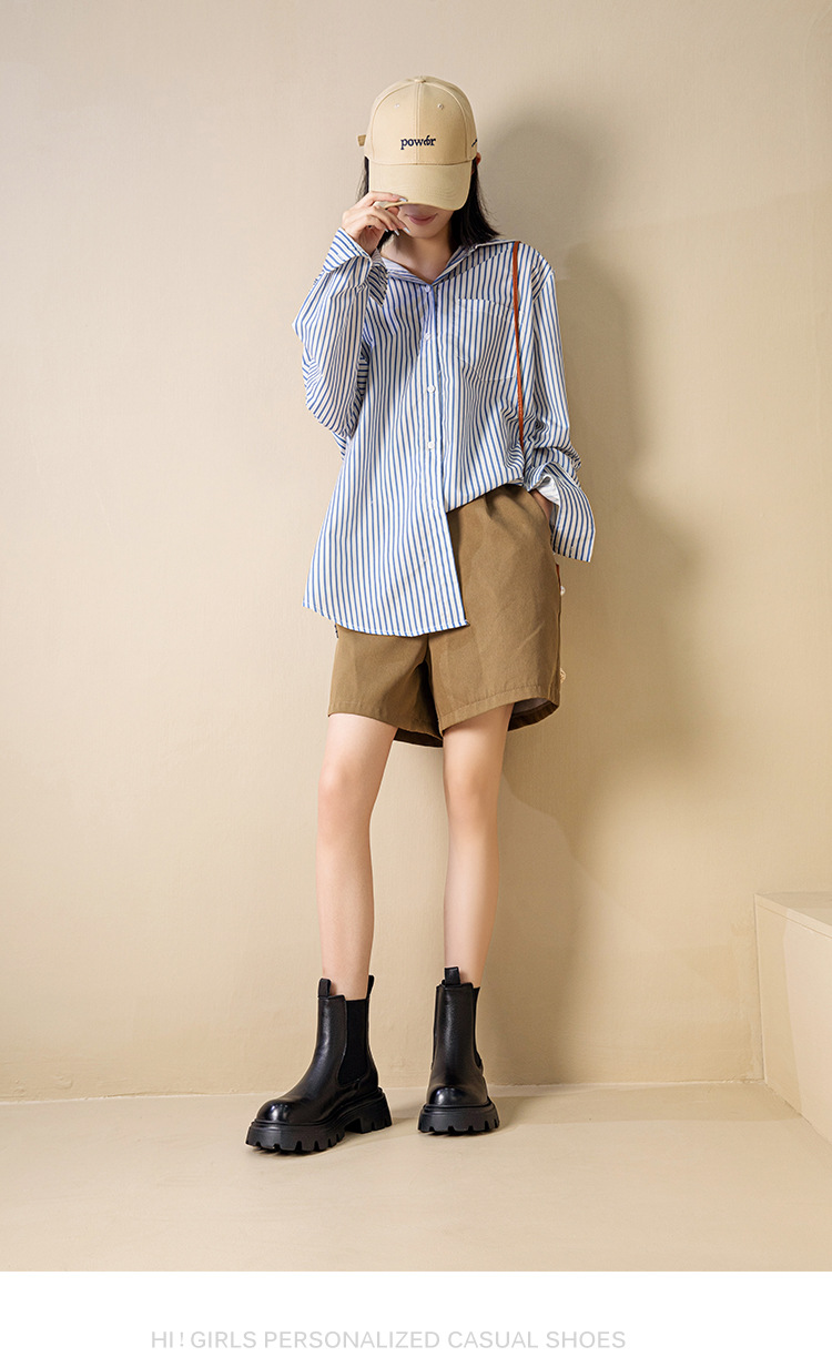 Height increasing short boots with plush chimney single boots