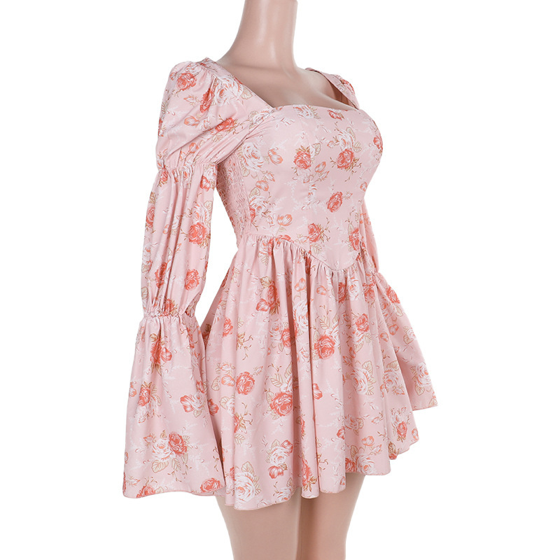 Bodycon Square Neck Full Sleeve High Waist Dress