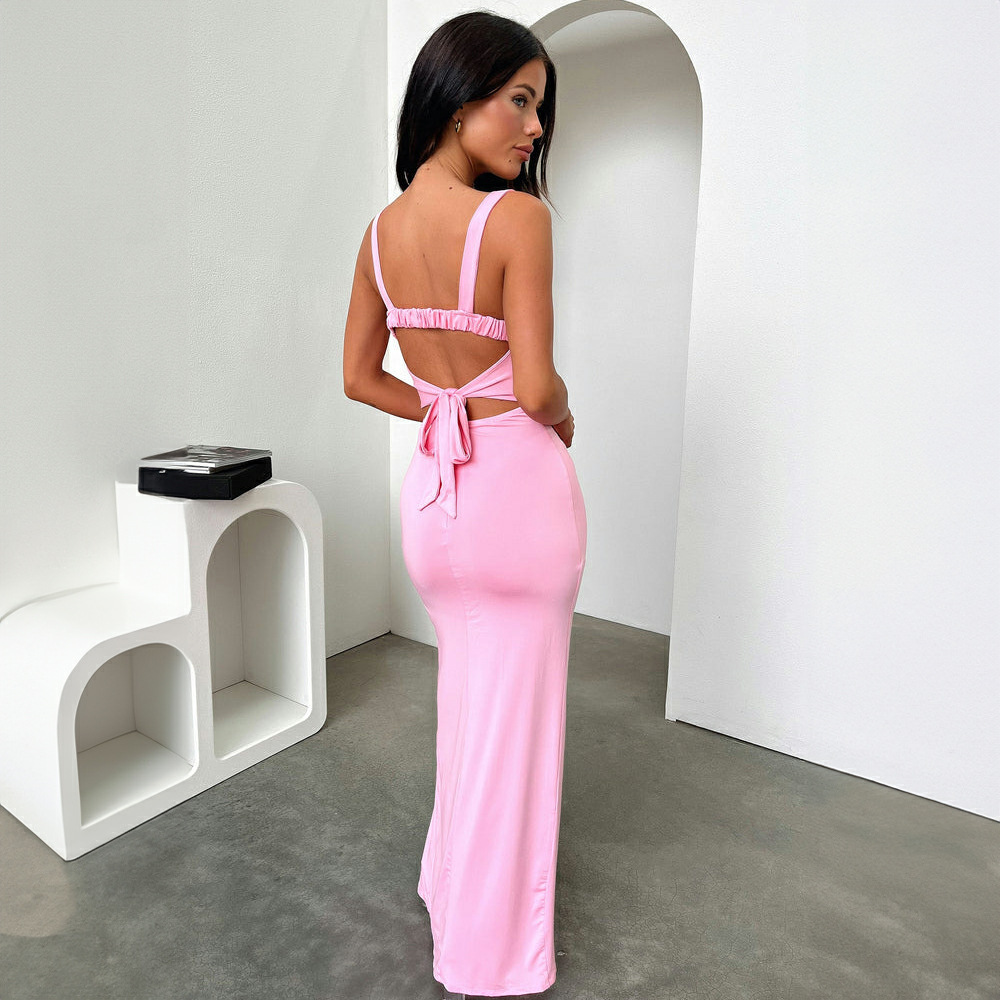One Shoulder Side Split Open Back Bodycon Dress