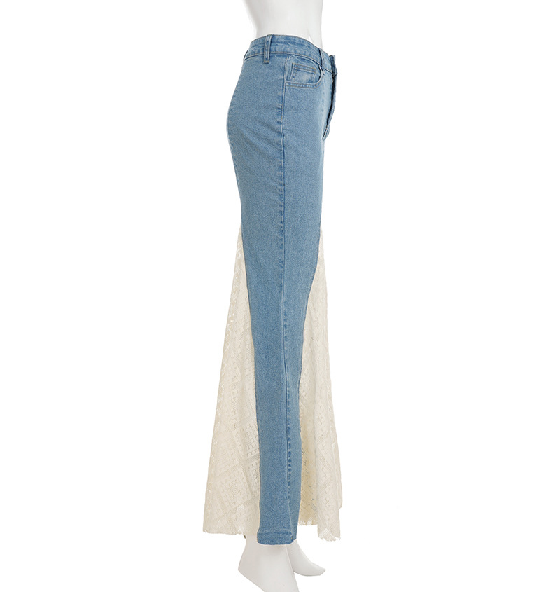 French versatile lace patchwork retro flared pants