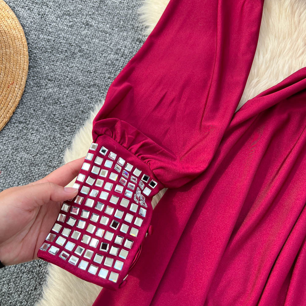Commuter Cotton 3D Plunge High Waist Midi Dress